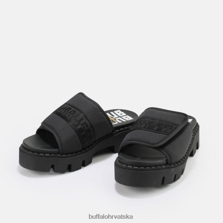 crno Buffalo raven tec-sld sandala veganska |slajdova TDD6T729